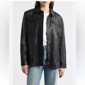 $199 NWT GOOD AMERICAN Black Leather Jacket SZ 
S/M